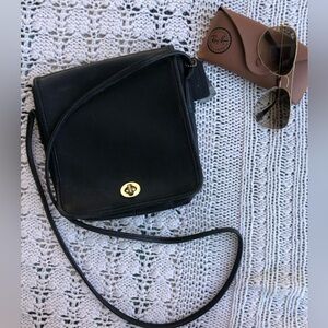Vintage black leather Coach bag